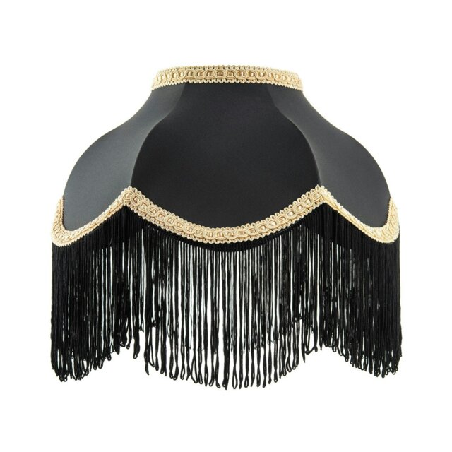 Rackhams Victorian Designed Empire Lampshade in Black Faux Silk with Gold Trims - image 1