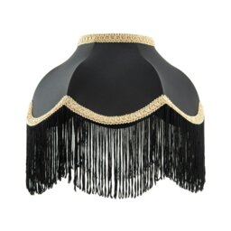 Rackhams Victorian Designed Empire Lampshade in Black Faux Silk with Gold Trims