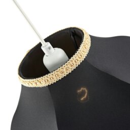 Rackhams Victorian Designed Empire Lampshade in Black Faux Silk with Gold Trims - thumbnail 3
