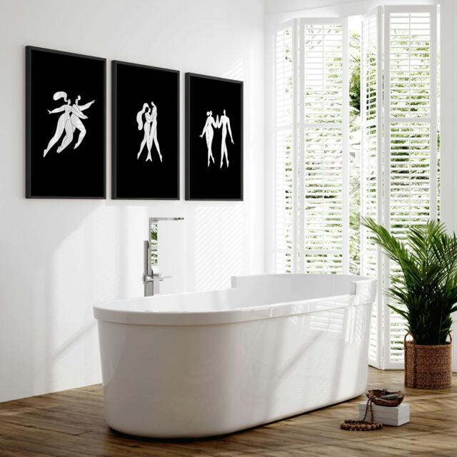 Rackhams Bathroom Wall Hanging Art - Set of 3 Boho Women Wall art Prints - 20 x 30 in / 50 x 76 cm - Matte Museum Quality Art Paper 290 gsm - White Frame - image 1