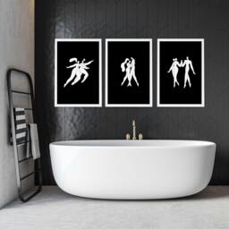 Rackhams Bathroom Wall Hanging Art - Set of 3 Boho Women Wall art Prints - 20 x 30 in / 50 x 76 cm - Matte Museum Quality Art Paper 290 gsm - White Frame - thumbnail 2