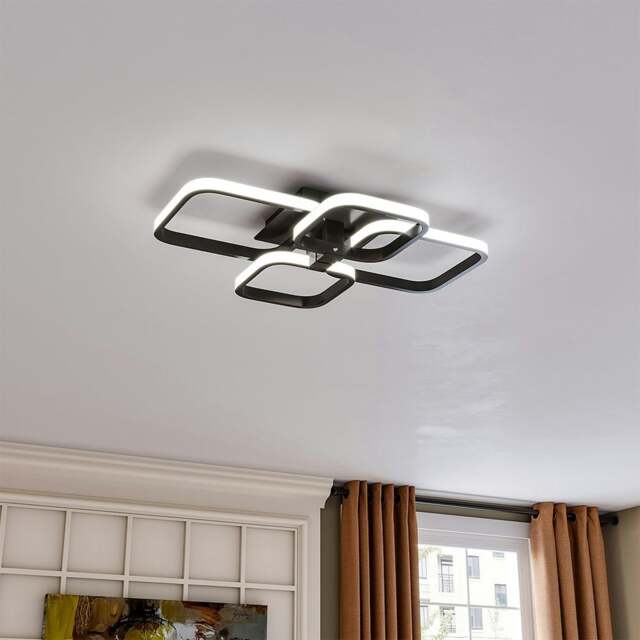 Rackhams 4-Head LED Ceiling Light Black Frame Chandelier Lamp - Cool White 60W - image 1