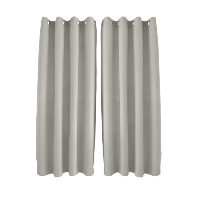 Rackhams Taupe Grey Linen Blackout Eyelet Curtains - 46x54 Inch Drop - 2 Panel - image 1