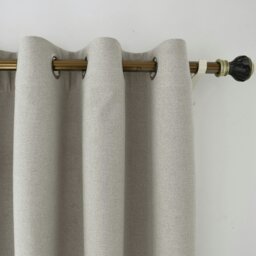 Rackhams Taupe Grey Linen Blackout Eyelet Curtains - 46x54 Inch Drop - 2 Panel - thumbnail 2