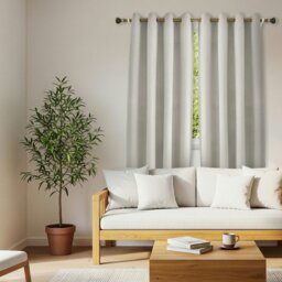 Rackhams Taupe Grey Linen Blackout Eyelet Curtains - 46x54 Inch Drop - 2 Panel - thumbnail 5