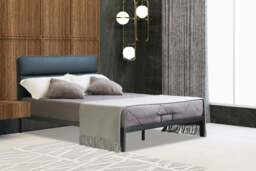 Rackhams Ponza Metal Bed Frame with Faux Leather Headboard - Grey - 4ft6 - thumbnail 2