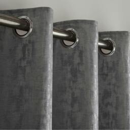 Rackhams Keswick Fully Lined Ring Top Curtains - 117cm width x 137cm drop - Metallic Silver - thumbnail 3