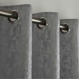 Rackhams Keswick Fully Lined Ring Top Curtains - 117cm width x 137cm drop - Metallic Silver - thumbnail 5