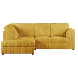 Rackhams Luxor Cord Fabric 4 Seater Corner Sofa Full Back - Mustard - Left Hand Facing - thumbnail 1