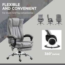 Rackhams 6-Point Vibrating Heat Massage Chair w/ Microfibre Upholstery Grey - Grey - thumbnail 4