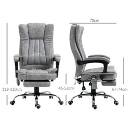Rackhams 6-Point Vibrating Heat Massage Chair w/ Microfibre Upholstery Grey - Grey - thumbnail 5