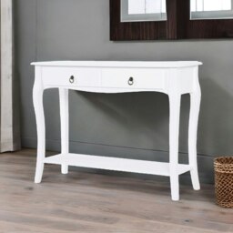 Rackhams Modern Console Table With 2 Drawers and Shelf White - thumbnail 2
