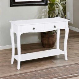 Rackhams Modern Console Table With 2 Drawers and Shelf White - thumbnail 3