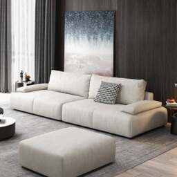 Rackhams Theodore Tofu Single Seater, Two Seater, Three Seater, Four Seater Sofa, Off White - Others (Leathaire) - Two Seater 260CM - thumbnail 2