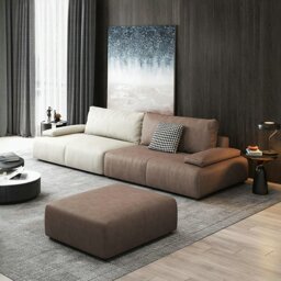 Rackhams Theodore Tofu Single Seater, Two Seater, Three Seater, Four Seater Sofa, Off White - Others (Leathaire) - Two Seater 260CM - thumbnail 1