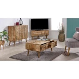 Rackhams Zenon Light Mango Wood 2 Door Sideboard - Lacquered - Wood - 1 - thumbnail 6