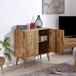 Rackhams Zenon Light Mango Wood 2 Door Sideboard - Lacquered - Wood - 1 - thumbnail 2