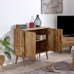 Rackhams Zenon Light Mango Wood 2 Door Sideboard - Lacquered - Wood - 1 - thumbnail 3