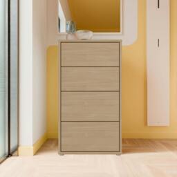Rackhams Alice Springs Tall 4 Drawer Chest with Push-to-Open Drawers in Elegancia Oak - Standard - Elegancia Oak - Manufactured Wood - thumbnail 1