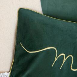 Rackhams 49cm Dark Green Christmas Decorative Merry Cushion with Gold Detail - thumbnail 4