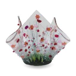 Rackhams Handmade Fused Glass Small Tealight Holder – Blooming Design