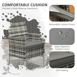 Rackhams Rattan Outdoor Dining Table and Chairs for 4, Mixed Grey - Light Grey - Steel, PE Rattan - thumbnail 5