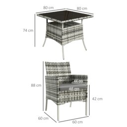 Rackhams Rattan Outdoor Dining Table and Chairs for 4, Mixed Grey - Light Grey - Steel, PE Rattan - thumbnail 6