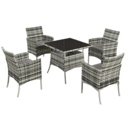Rackhams Rattan Outdoor Dining Table and Chairs for 4, Mixed Grey - Light Grey - Steel, PE Rattan - thumbnail 3