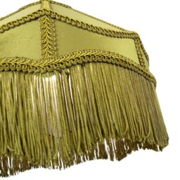 Rackhams Traditional Victorian Empire Lamp Shade in Olive Green Velvet with Long Tassels - thumbnail 4