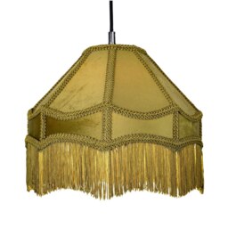 Rackhams Traditional Victorian Empire Lamp Shade in Olive Green Velvet with Long Tassels - thumbnail 2