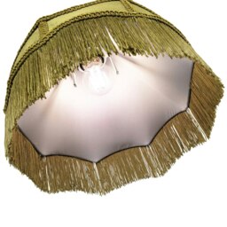 Rackhams Traditional Victorian Empire Lamp Shade in Olive Green Velvet with Long Tassels - thumbnail 5