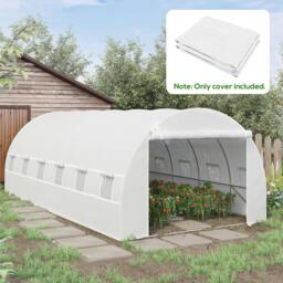 Rackhams 6 x 3 x 2m Greenhouse Replacement Cover ONLY for Tunnel Greenhouse - White - 6m x 3m x 2m