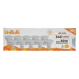 Rackhams LED GU10 345lm 3.6W 4000K (Cool White) Light Bulb - Pack of 10 - thumbnail 1