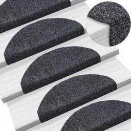 Rackhams 15pcs Self-adhesive Stair Mats Needle Punch 65x21x4cm Dark Grey - thumbnail 1