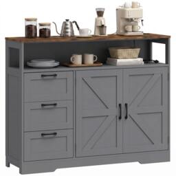 Rackhams Sideboard Buffet Cabinet with Storage and Power Outlet, Grey - thumbnail 2
