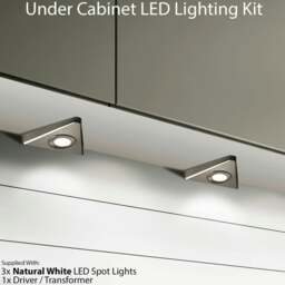 Rackhams Loops 3x BRUSHED NICKEL Triangle Surface Under Cabinet Kitchen Light & Driver Kit - Natural White LED - thumbnail 2