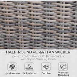 Rackhams 5 Pcs Rattan Garden Furniture Set Stool Coffee Table - Brown - Aluninum, PE rattan - 73cm x 73cm x 65cm - thumbnail 3