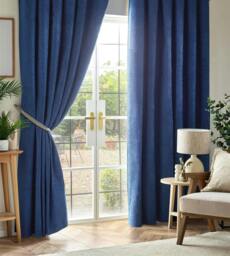 Rackhams Chenille Blackout Pencil Pleat Top Curtains - Silver - 117cm width x 137cm drop - thumbnail 2