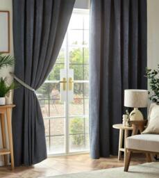 Rackhams Chenille Blackout Pencil Pleat Top Curtains - Silver - 117cm width x 137cm drop - thumbnail 5