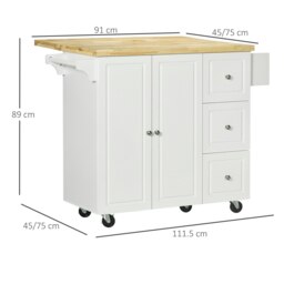 Rackhams Drop-Leaf Kitchen Island on Wheels Utility Storage Cart with Drawers - thumbnail 3