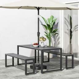 Rackhams 6 - Person 150cm Long Iron Outdoor Dining Set Garden Table and Bench - thumbnail 1