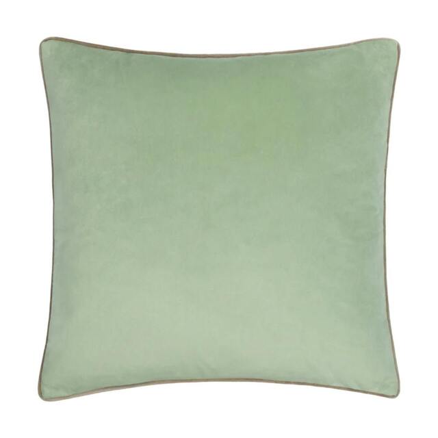 Rackhams Meridian Velvet Cushion Cover - Eucalyptus/Natural - 55cm x 55cm - Eucalyptus/Natural - 100% Polyester - image 1