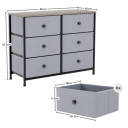 Rackhams Chorley 6 Drawer Fabric Drawer Chest, Beige & Grey Wood - Rustic Brown - thumbnail 4