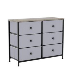 Rackhams Chorley 6 Drawer Fabric Drawer Chest, Beige & Grey Wood - Rustic Brown - thumbnail 2