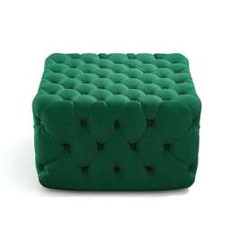 Rackhams Square Velvet Ottoman Footstool Deep Button - 62cm W - Grey - thumbnail 6