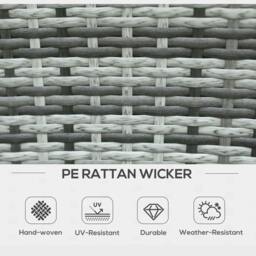 Rackhams 7-Piece Rattan Garden Furniture Set with Cushions, 6 Seater Garden Table and Chairs, Rattan Dining Set with 6 Armchairs, Grey - thumbnail 4