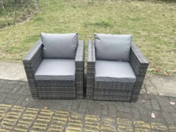 Rackhams 8 Seater Rattan Garden Furniture Set with Gas Fire Pit Dining Table, 2 Sofas, 2 Armchairs - Dark Grey - thumbnail 5