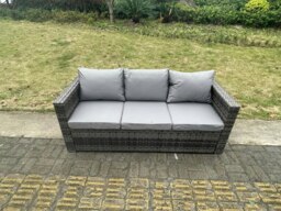 Rackhams 8 Seater Rattan Garden Furniture Set with Gas Fire Pit Dining Table, 2 Sofas, 2 Armchairs - Dark Grey - thumbnail 4