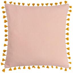 Rackhams Chamae Tassel Floral Cushion Cover - Coral - 50cm x 50cm - Coral - 100% Cotton - thumbnail 3