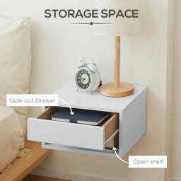 Rackhams Set of Two Floating Bedside Tables - High Gloss White - thumbnail 6